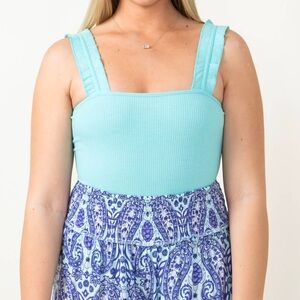 Simply southern ruffle bodysuit teal XXL NWT
